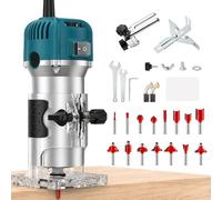 VOBOR Affleureuse à Bois Défonceuse Électrique, 800W 30000 RPM Défonceuse à Bois avec 15 Fraises à Défoncer Queue de 1/4", Outil de Routeur avec Pinces de 6/6.35mm pour Travail du Bois