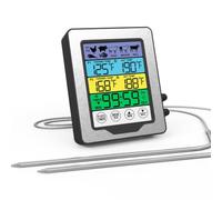 VOBOR Double Sonde Thermometre Cuisine Numérique, Grand Écran Tactile LCD, Minuteur et Température Préréglée, Lecture Rapide, Termometre Cuison pour Grill Fumoir Patisserie Four