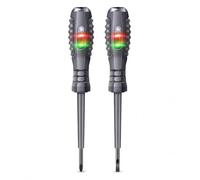 VOBOR Lot de 2 Tournevis Testeur de Tension, 2 en 1 Magnétiques à Couple Élevé, Détecteur d'Électricité Lumineux Bicolore avec Embouts Plat et Cruciforme pour Électriciens
