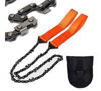 VOBOR Scie à Main à Chaîne de Survie, Tronçonneuse Manuelle Portable avec Poignées et Étui en Nylon, Outil de Camping Randonnée Chasse (11 Dents)
