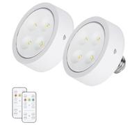 Vocdikficy Ampoule à Piles pour Lampes, Rondelles LED à Visser avec Télécommande, avec Douille E26 pour Applique Murale, Paquet de 2