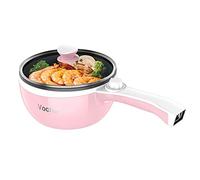 Vocha Casserole Electrique, Petite Marmite Hot Pot Électrique, Poêle Antiadhésive Avec Couvercle, 20 cm, Multicuiseur Portable pour Repas Chauffer en Studio/Maison/Camping-car (Rose)