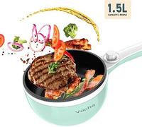 Vocha Electric poêles, 1,5 l petite casserole chaude, non couche poêle/résidence, multi-cuiseur portable contrôle de la puissance double (vert)