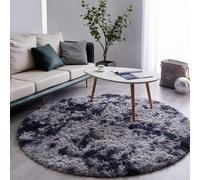 VOFUSHON Tapis rond, tapis à poils longs, tapis de salon, tapis à poils longs, moelleux, tapis shaggy, tapis de chambre, tapis d'extérieur (Ø 150 cm, rond, gris foncé)