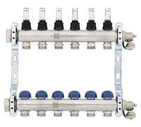 Vogel & Noot VN-FLOORTEC, collecteur en acier inoxydable pour 2 circuits, sans robinet à bille, longueur = 204 mm, 1 pièce.