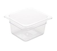 Vogue Bac en polycarbonate transparent 1/6 réutilisable 100 mm, transparent, conservation des aliments, -40°C à 100°C, passe au lave-vaisselle, U240