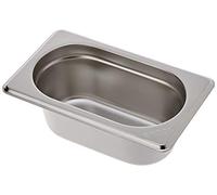 Vogue Bac Gastronorme inox GN 1/9 65mm, profondeur : 65 mm, capacité : 600 ml, bac de conservation des aliments chauds et froids, compatible bain marie, couvercle vendu séparément, K824