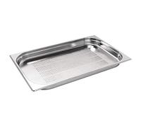Vogue Bac Gastronorme inox perforé GN 1/1 40mm, capacité : 5,8 litres, Profondeur : 40 mm, passe au four et au lave-vaisselle, K839