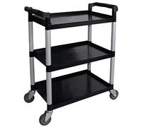 Vogue - Chariot mobile en polypropylène - Petit, noir et argent, Dimensions : 950(H) x 825(l) x 412(P) mm, Capacité : 130 kg, Chariot de restauration, CF101