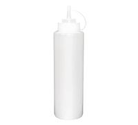 Vogue Distributeur de sauce transparent 227ml/8 oz, bouteille de sauce rechargeable à col large, embout distributeur étroit précis, design à vis, usage commercial ou domestique, K062