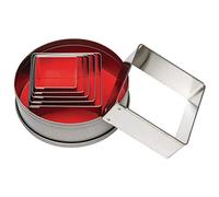 Vogue Ensemble de 6 Emporte-Pièces Carrés Lisses (Lot de 6), Argenté, Taille: 36-70 mm, Matériau: Acier Doux - Emporte-Pièces pour Scones, Glaçage ou Biscuits, Tailles: 36, 44, 48, 55, 60, 70 mm, E017