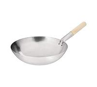 Vogue K299 Wok en acier doux avec base ronde 35,6 cm Argenté