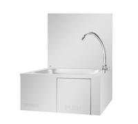 Vogue Lave-mains commande au genou en acier inoxydable, taille : 495 (H) x 440 (L) x 345 (P) mm, avec dosseret, Bol facile à nettoyer avec bossage de vidange, pré mélangeur et bec, GL280