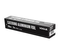 Vogue Papier aluminium 290 mm x 75 m, argent, feuille d'étain de qualité professionnelle, boîte comprenant une lame de coupe dentelée, CF352