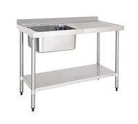 Vogue Plonge inox 1 bac egouttoir à droite, acier inoxydable, taille : 1 200 (L) x 600 (P) mm, à monter soi-même, robinets vendus séparément, DY823