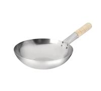 Vogue Wok K295 – fond plat acier doux 240 mm, manche bois résistant à la chaleur, pro & maison