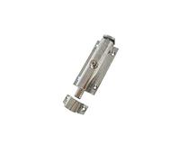 Vogueing Outil de Verrou de Porte Coulissante, Verrou de Porte en Alliage de Zinc Solide, Acier Inoxydable, 3"/4"/5"/6", Bouton Poussoir Automatique, Boulon à Ressort pour Portes (1 pièce), argent