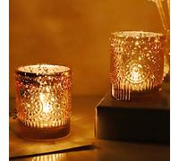 VOHO Lot de 12 bougeoirs votifs dorés en Vrac pour Centre de Table de Mariage, bougeoir en Verre Mercure pour décoration de fête d'intérieur (5,3 x 6,6 cm, l x H)