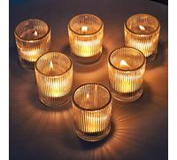 VOHO Lot de 12 bougeoirs votifs Transparents pour Centre de Table, bougeoirs en Verre pour décoration d'intérieur et décoration de Vacances (5,3 x 6,6 cm, Transparent)