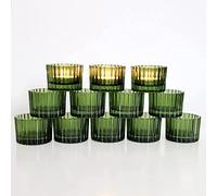 Vohocandle Lot de 12 photophores Verts en Verre pour décoration de Table de Mariage, Bougies Chauffe-Plat, bougeoirs pour décoration de la Maison