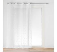 Douceur d'Intérieur – Voilage à œillets Pompinou – Voile sablé, pompons – 140x240 cm Blanc