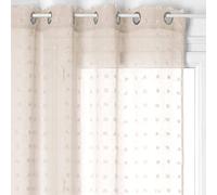 Voilage à œillets Beige Motif Petits Pompons 140 x 240 cm - Atmosphera