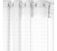 Atmosphera - Voilage Tamisant Lily À Pompons Blanc, 140 x 240 cm, 8 Œillets - pour Chambre, Salon, Rideau Style Bohème