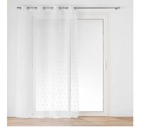 Voilage à Œillets Grande Hauteur - 140 x 280 cm - Voile Sable avec Pompons Pompinou