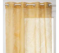 Voilage à œillets Ocre Motif Feuille 140 x 240 cm - Atmosphera