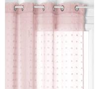 Voilage à œillets Rose Motif Petits Pompons 140 x 240 cm - Atmosphera