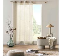 Voilage à œillets Zaho 140 x 280 cm - Beige lin, voile tissé crash avec fils chenille