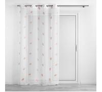 Voilage a oeillets 140 x 280 cm voile sablé brodé Ariella Blanc/rose