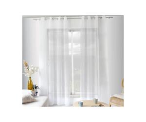 Voilage bande ajourée Mia Blanc 140 x240 cm - Enjoy Home