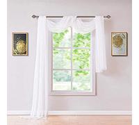 Voilage Blanc Mariage, 2 Mariage Arche Tenture Cantonnière à Suspendre, 130 x 550cm Tenture Mariage Décor pour Arche Rideaux Salon Chambre Draperie Voile Semi-transparent Romantique Décoration Mariage