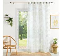 Voilage brodé motif feuilles Vert 140x240 cm