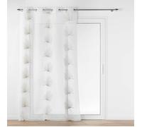 Voilage grande hauteur 140 x 280 cm voile sablé brodé Palmaris Beige