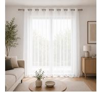 Voilage Grande Largeur Spécial Baie Vitrée 240 x 240 cm Blanc Sablé