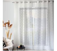 Voilage jacquard à pois ovales à oeillets Blanc 140x240 cm