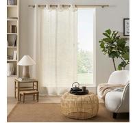 Voilage Kalia 140 x 280 cm - Polyester effet lin beige, œillets, tamisant