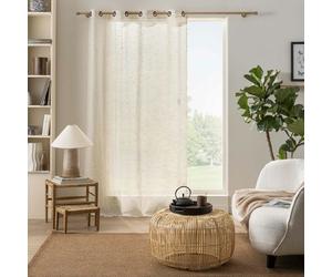 Voilage Kalia 140 x 280 cm - Polyester effet lin beige, œillets, tamisant