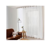 Voilage XXL avec Œillets, 300x240cm, Blanc, Effet Lin, Grande Largeur, Protège des Regards extérieurs, pour Salon Maison Chambre Fenêtre Semi-Transparent, Collection Maya, Enjoy Home