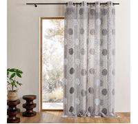 Voilage organza jacquard brodé motif gros ronds Gris clair 130x240 cm