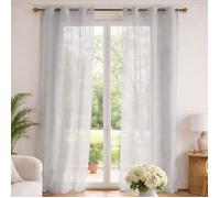 Voilage poly-lin uni fluide Gris clair 140x240 cm