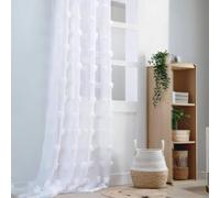 Voilage pompons brodés Blanc 140x260 cm
