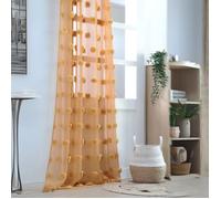 Voilage pompons brodés Jaune moutarde 140x260 cm