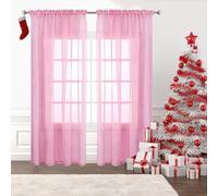 Voilage Rideau - Rideau Blanc 50 x 180 cm Isolation Lumiere Anti UV Decoration Rideau Occultant, Panneaux de Rideaux Intérieurs pour Mariage de Noël Chambre, Rose