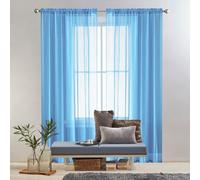 Voilage Rideau - Rideau Blanc 60 x 160 cm Isolation Lumiere Anti UV Decoration Rideaux et Draperies Intérieurs Décoratif pour Mariage de Noël Chambre, Bleu Ciel