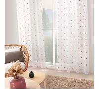 Voilage sablé brodé ""Pois colorés"" Rose Boudoir 140x240 cm