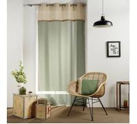 Douceur d'Intérieur – Voilage à œillets Greenybel – Voile sablé 140 x 240 cm – Bande jute – Vert