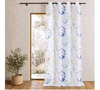 Voilage tamisant au style artistique Bleu 135x250 cm